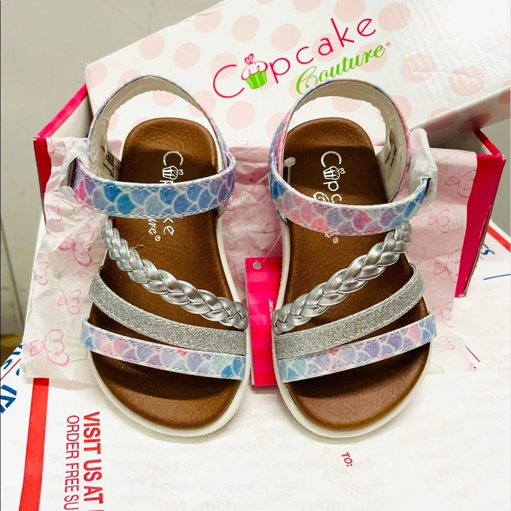 New Cupcake Couture Baby Girl Sandals Shoes Size 5M Glitter Multi